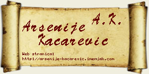 Arsenije Kačarević vizit kartica